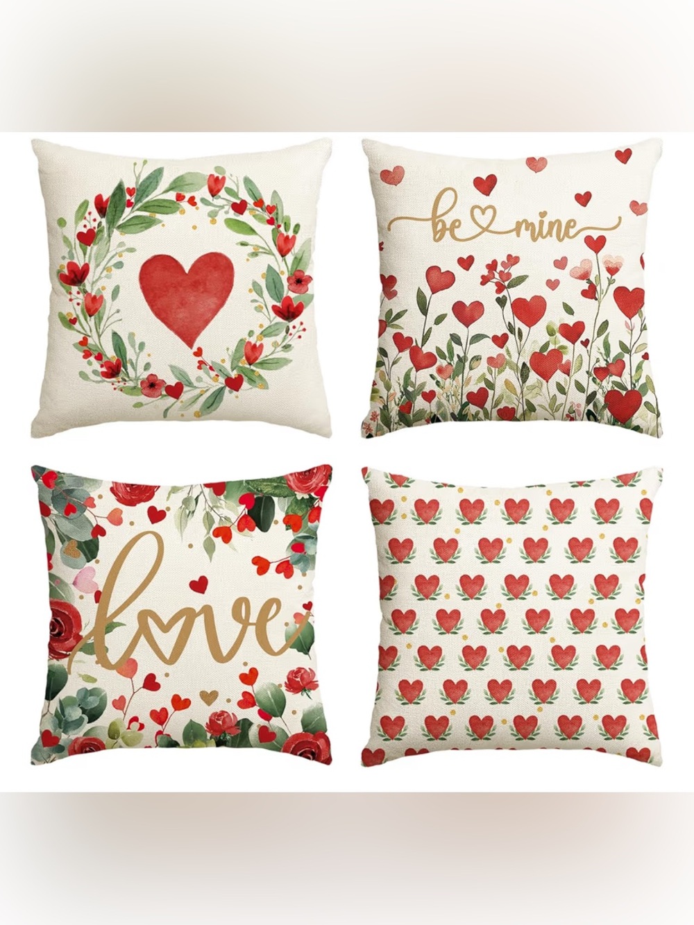 Be Mine Red Heart Accent Pillow Set - Decorative Throw Pillows